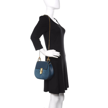 Chloe Suede Smooth Calfskin Drew Shoulder Bag Majolica Blue 2 of 11