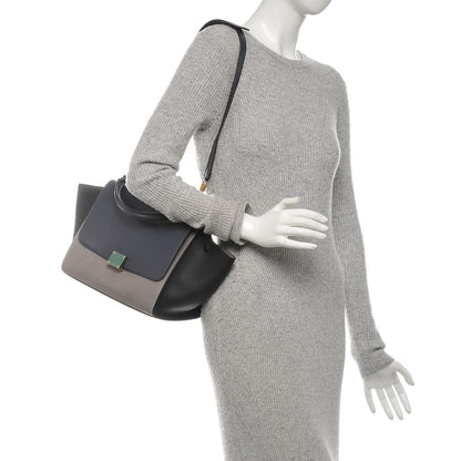 Celine Sleek Calfskin Small Tri-Color Trapeze Dark Blue 2 of 7