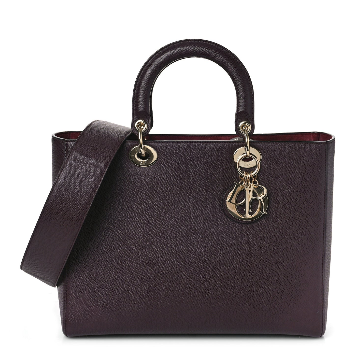Grained Calfskin Large Lady Dior Burgundy