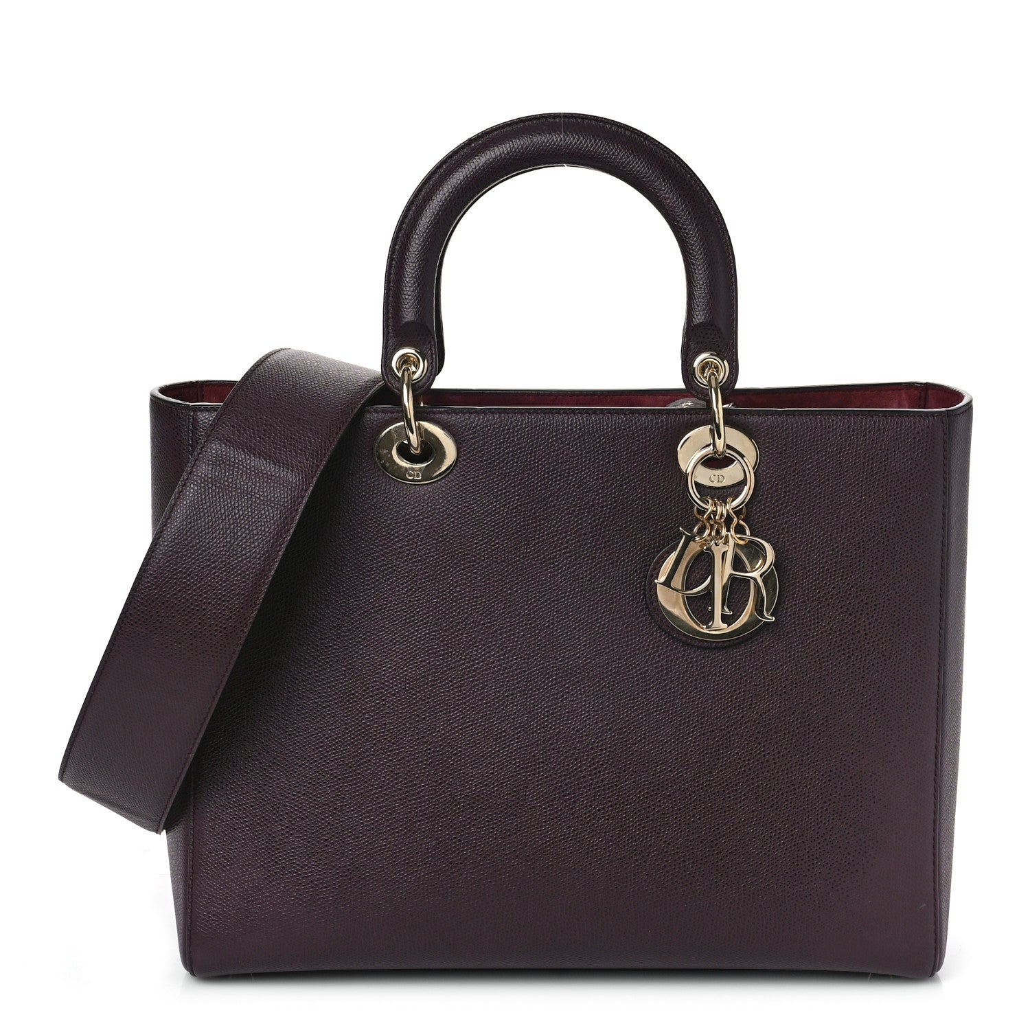 Christian Dior Grained Calfskin Large Lady Dior Burgundy 1 of 9
