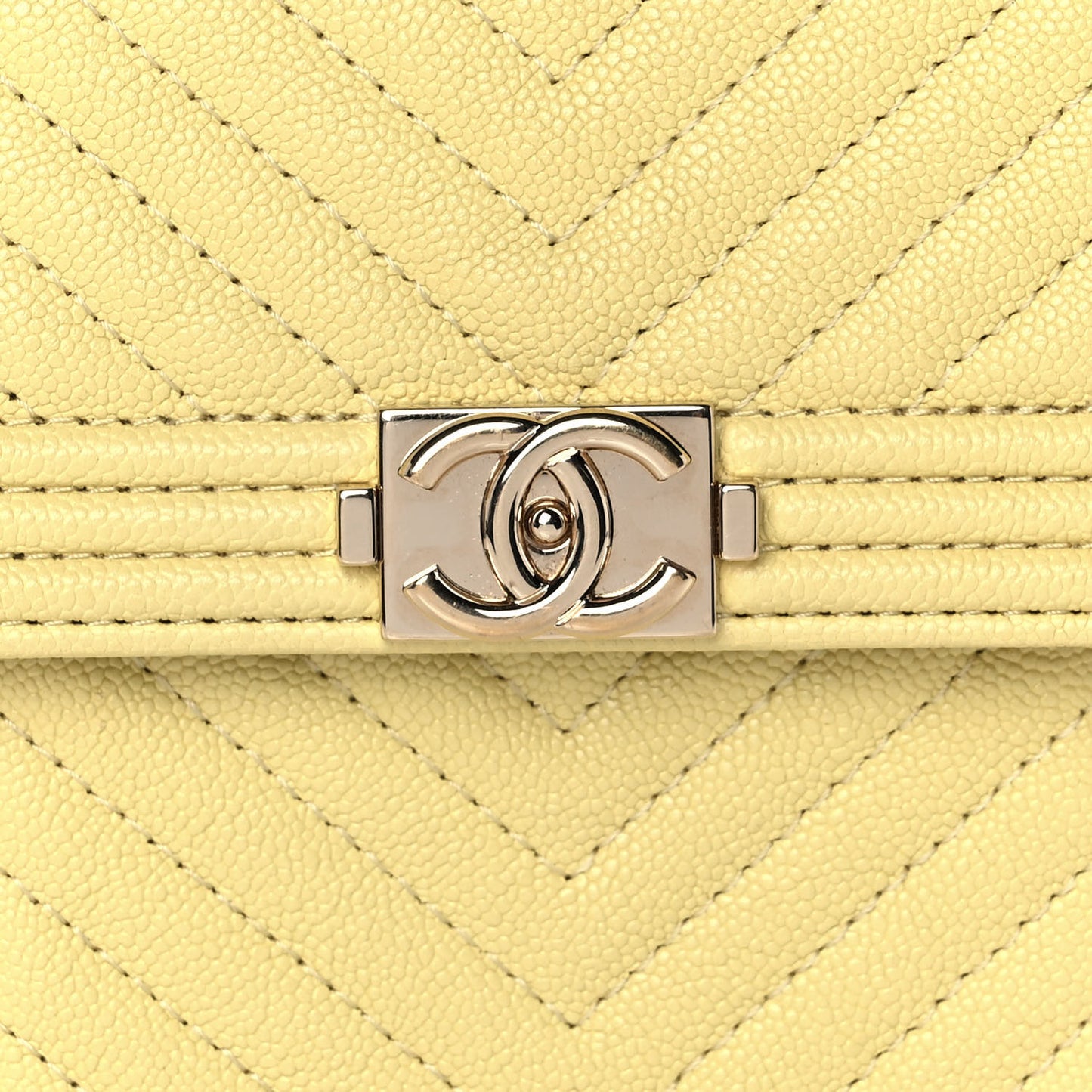 Caviar Chevron Quilted Boy Compact Wallet Yellow
