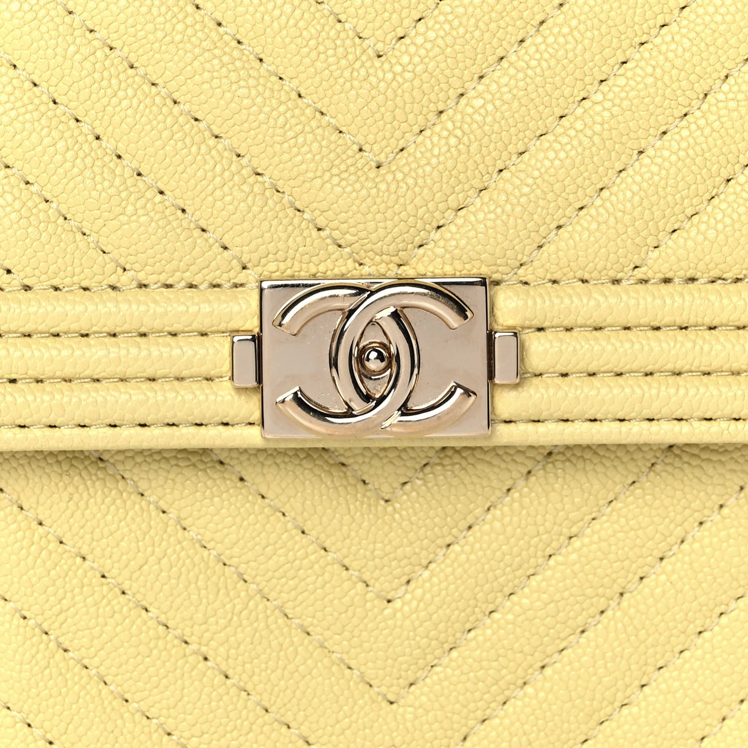 Chanel Caviar Chevron Quilted Boy Compact Wallet Yellow 10 of 11
