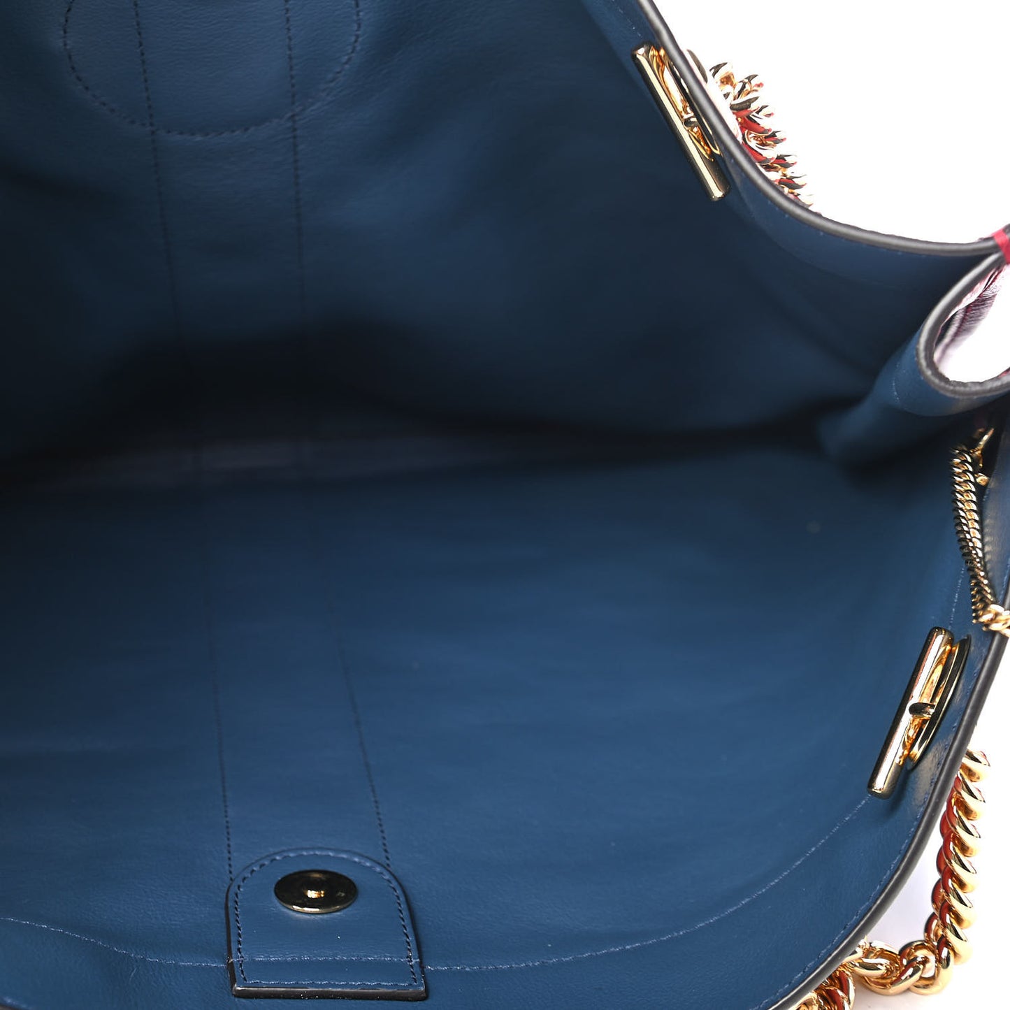 Suede Calfskin Large Rajah Chain Tote New Blue Romantic Cherry