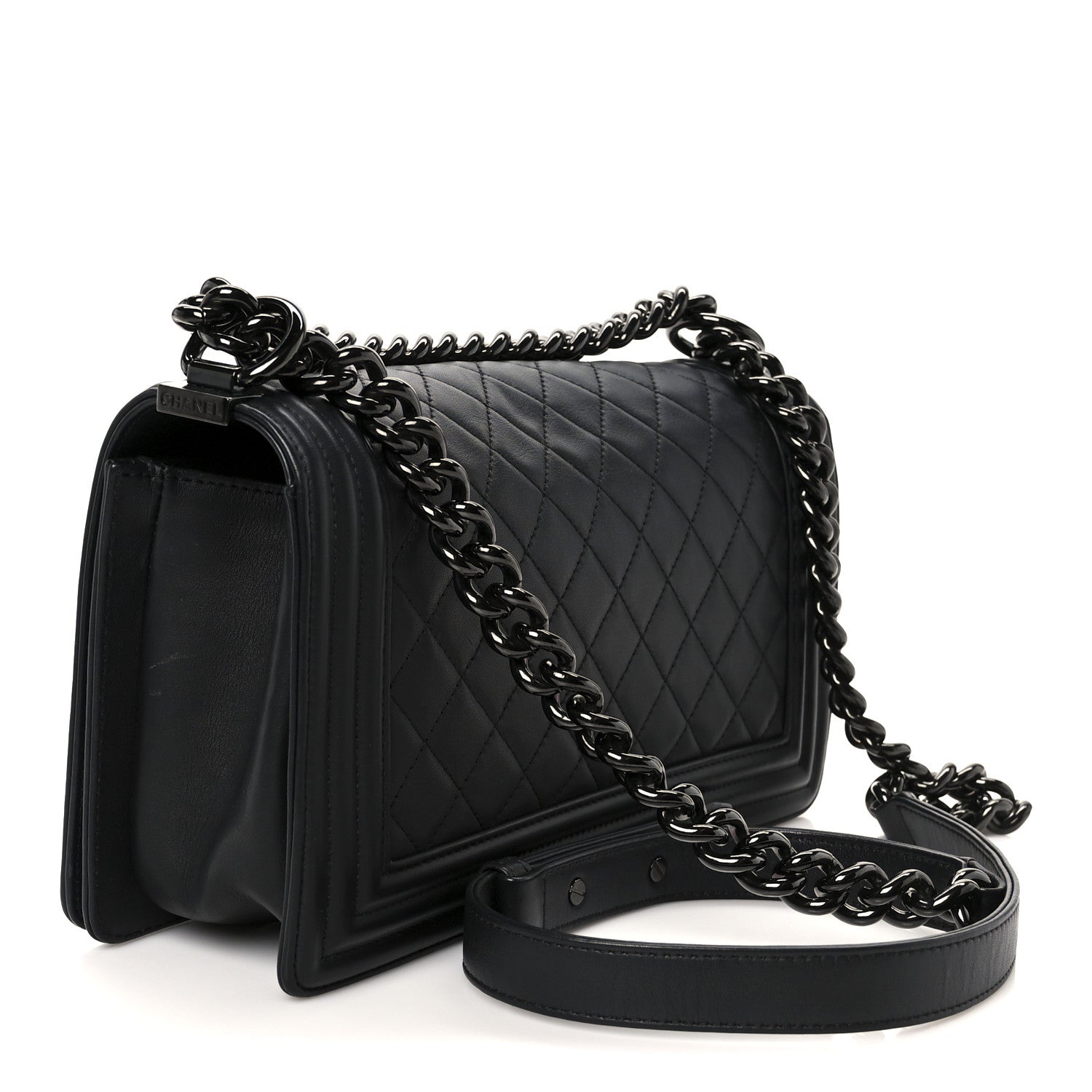 Chanel Calfskin Quilted Medium Boy Flap So Black 3 of 10