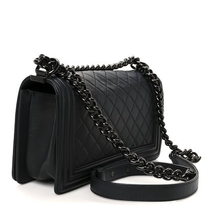 Chanel Calfskin Quilted Medium Boy Flap So Black 3 of 10
