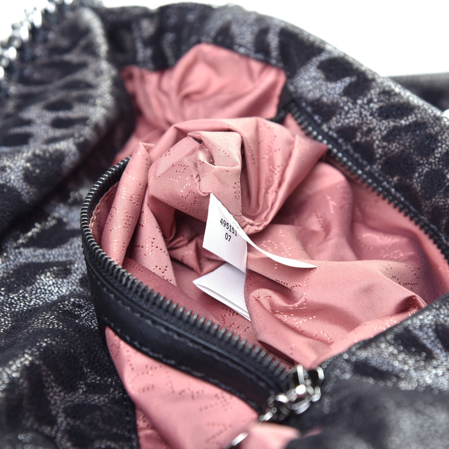 Shaggy Deer Leopard Print Falabella Fold Over Tote Grey