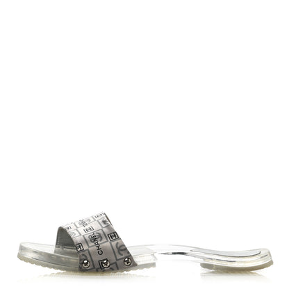 Chanel PVC Transparent Satin CC Logo Sport Slide Sandal 36 White Silver 1 of 9