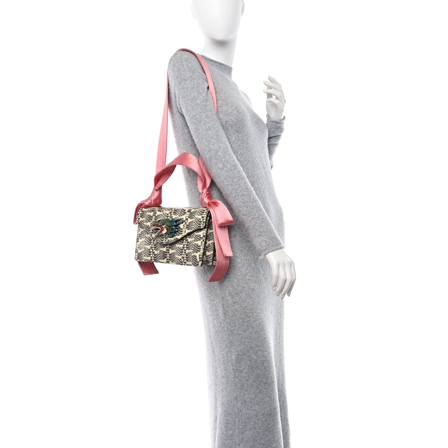 Gucci Snakeskin Naga Dragon Small Shoulder Bag Beige Pink 2 of 10