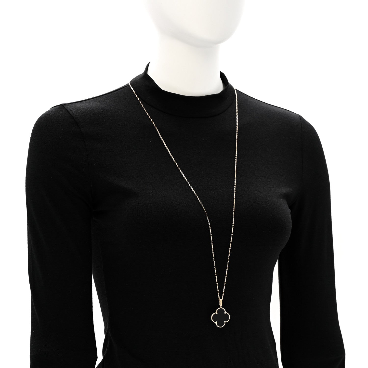 Van Cleef & Arpels 18K Yellow Gold Black Onyx Magic Alhambra Pendant Necklace 2 of 6
