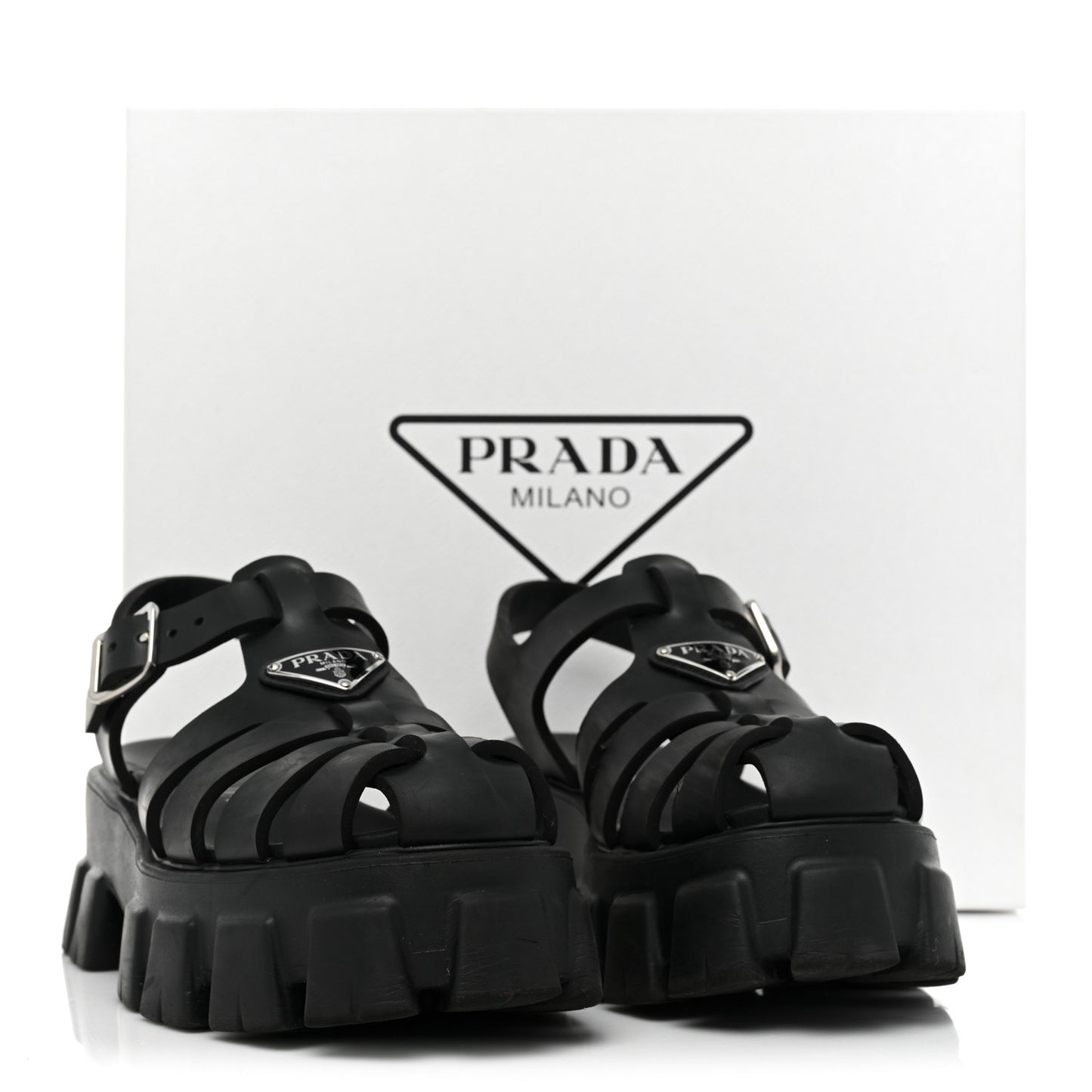 Foam Rubber Triangle Logo Monolith 55mm Cage Sandals 39 Black