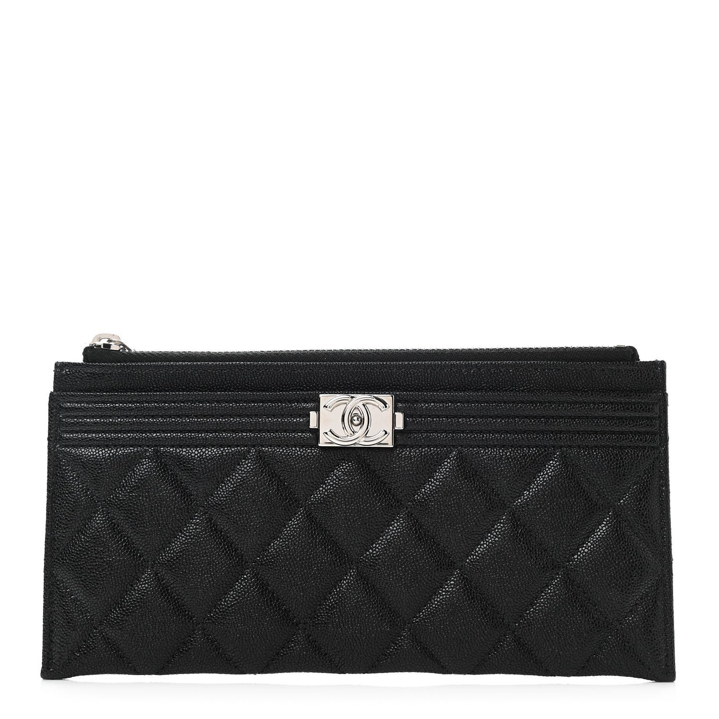 Caviar Quilted Classic Zip Boy Pouch Black
