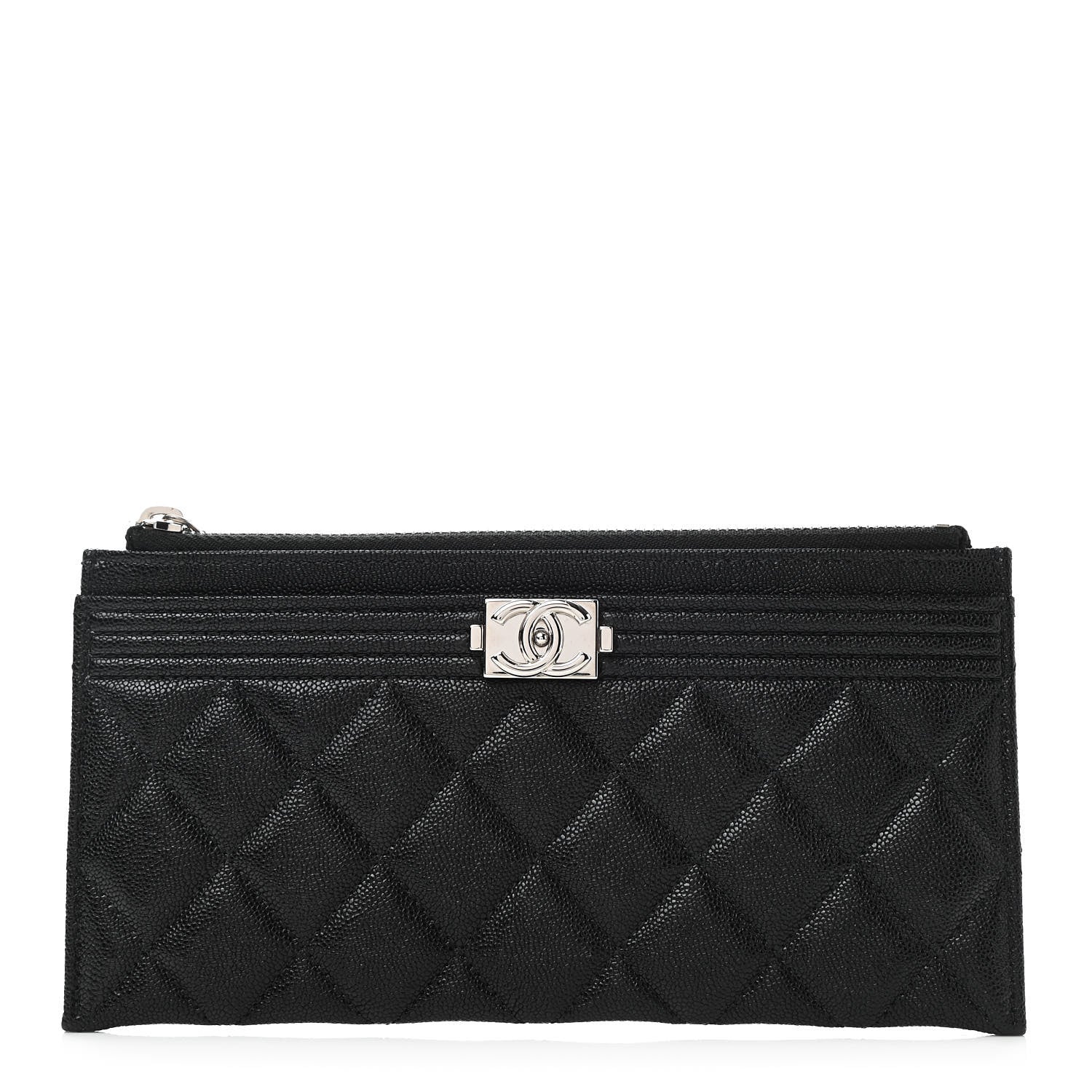 Chanel Caviar Quilted Classic Zip Boy Pouch Black 1 of 8