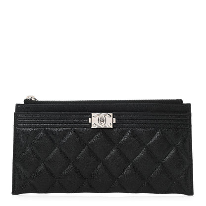 Chanel Caviar Quilted Classic Zip Boy Pouch Black 1 of 8