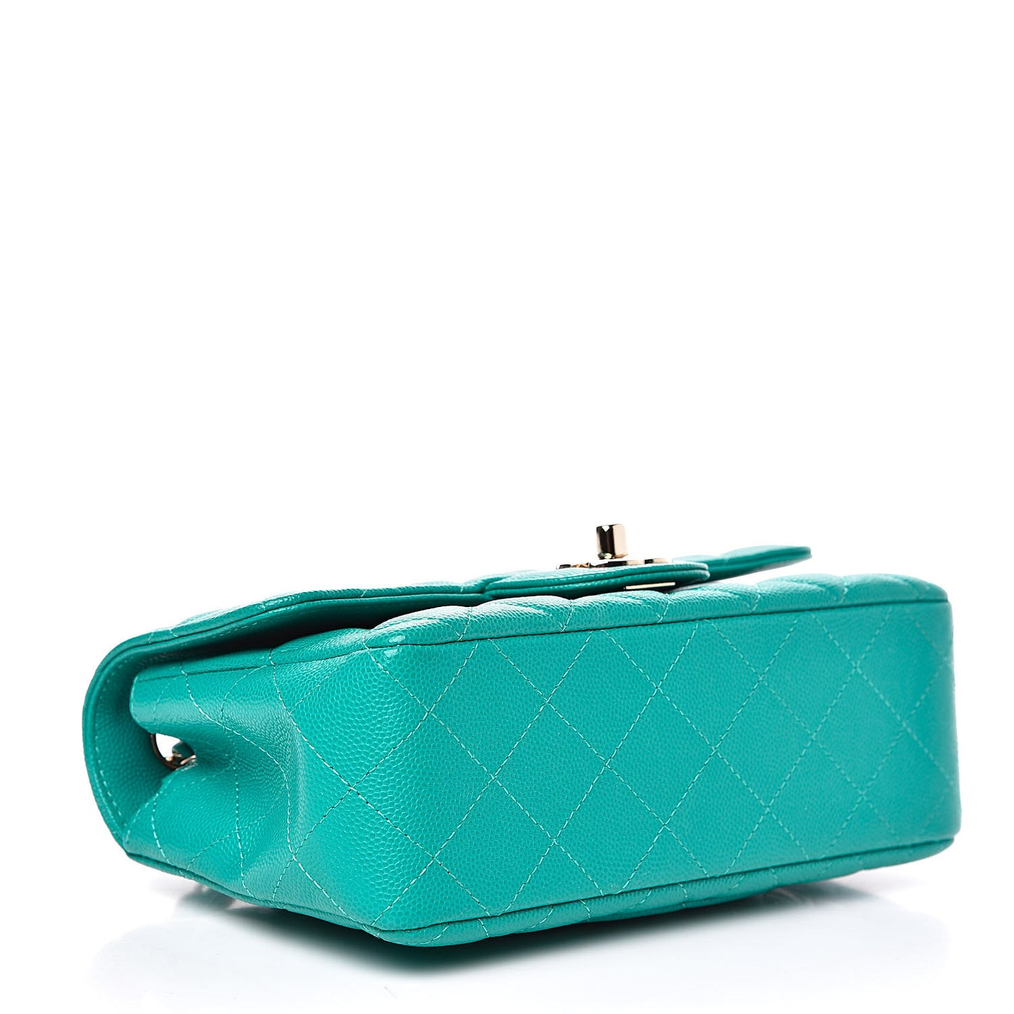 Caviar Quilted Mini Rectangular Flap Turquoise
