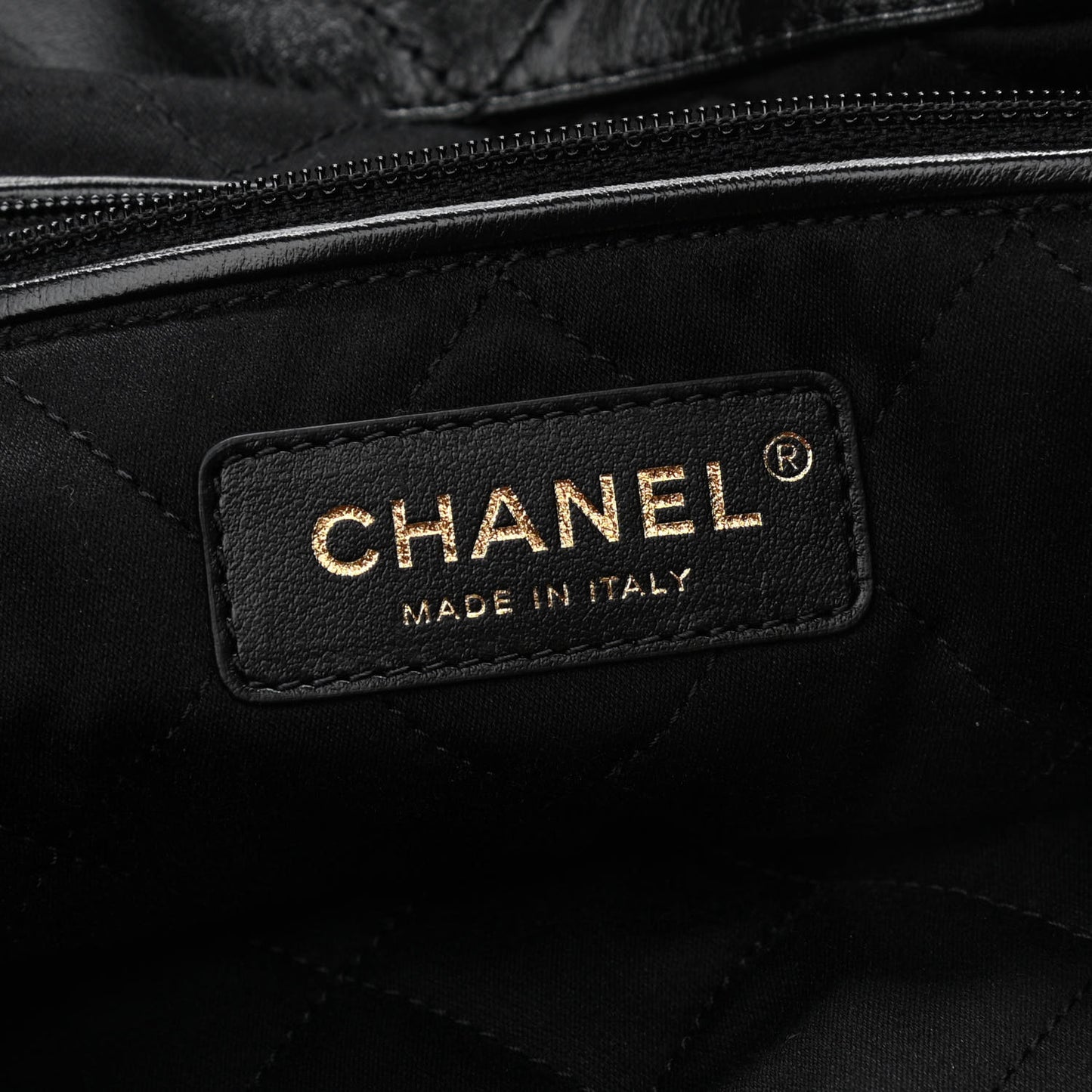 Shiny Calfskin Quilted Chanel 22 Backpack Black