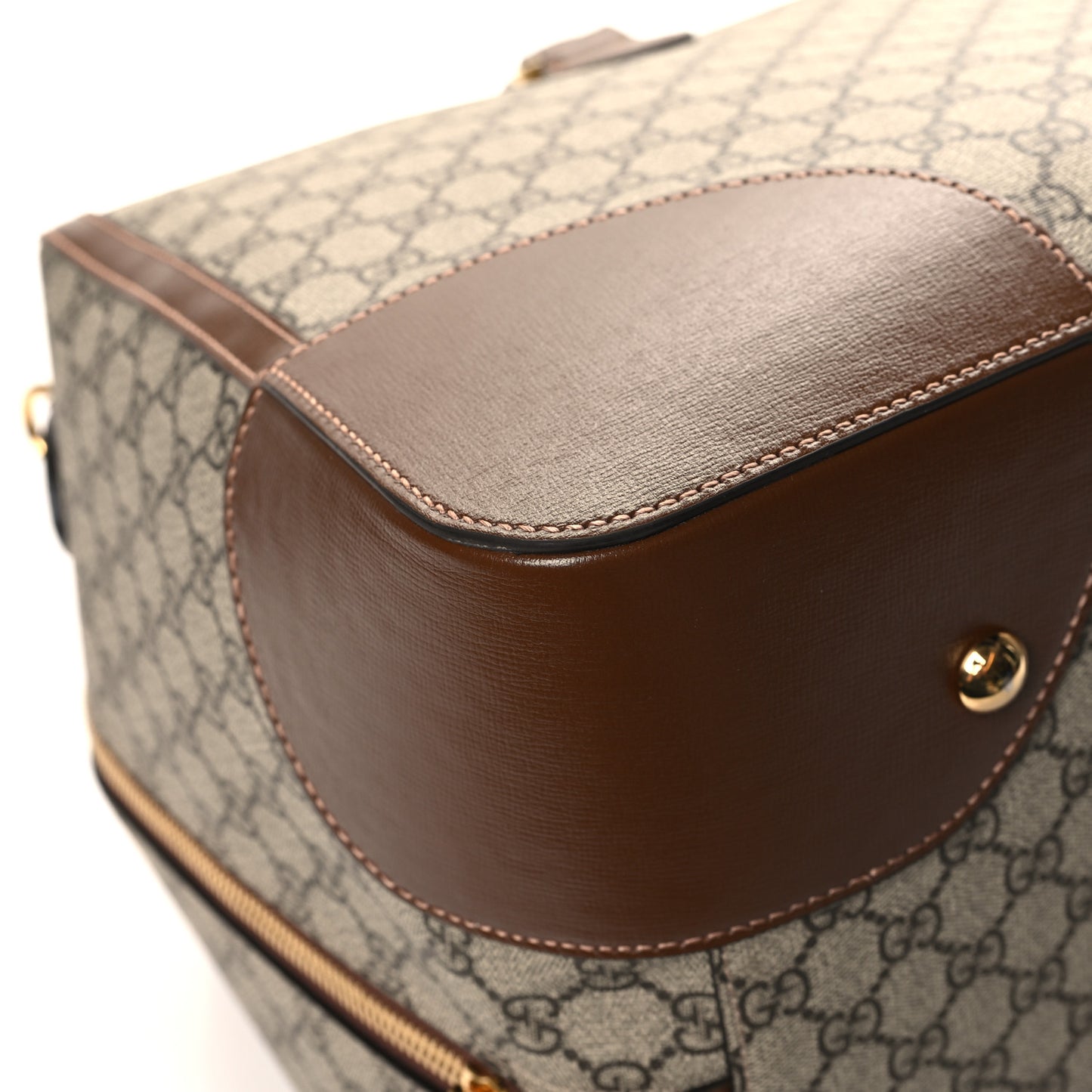 GG Supreme Monogram Azalea Calfskin Retro Interlocking G Duffle Bag Beige Ebony Brown Sugar