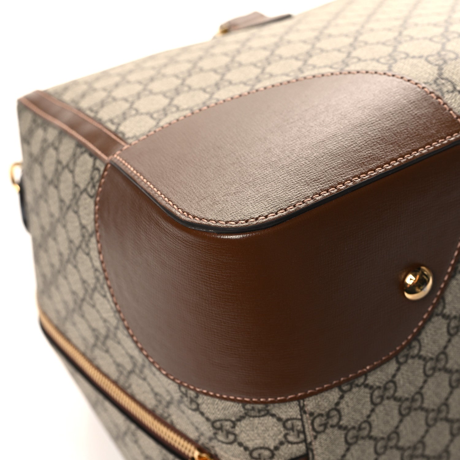 Gucci GG Supreme Monogram Azalea Calfskin Retro Interlocking G Duffle Bag Beige Ebony Brown Sugar 10 of 12