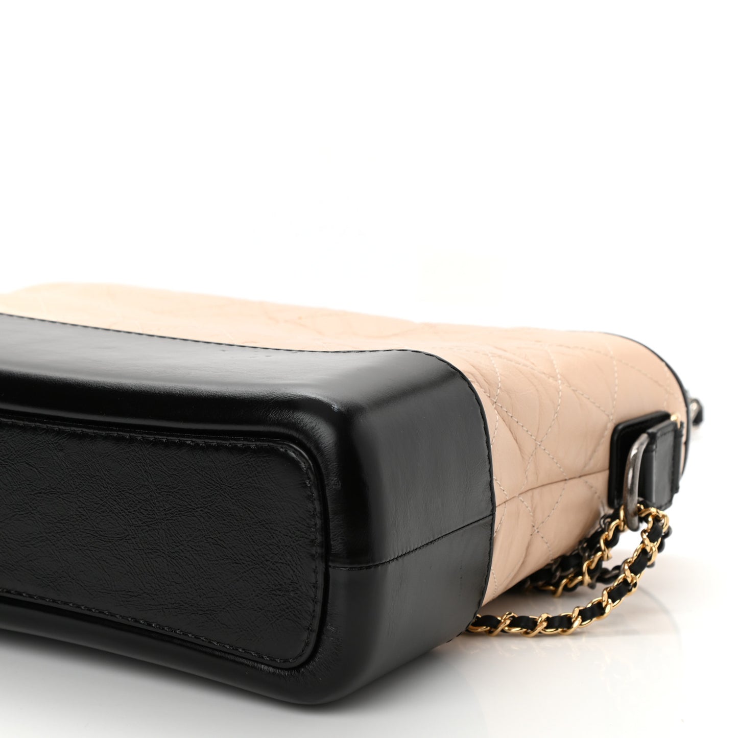 Aged Calfskin Quilted Medium Gabrielle Hobo Beige Black