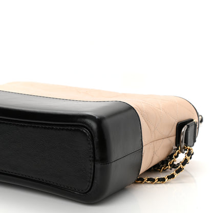 Chanel Aged Calfskin Quilted Medium Gabrielle Hobo Beige Black 10 of 11