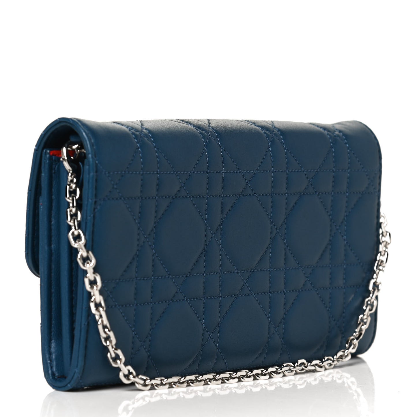 Lambskin Cannage Miss Dior Chain Wallet Navy