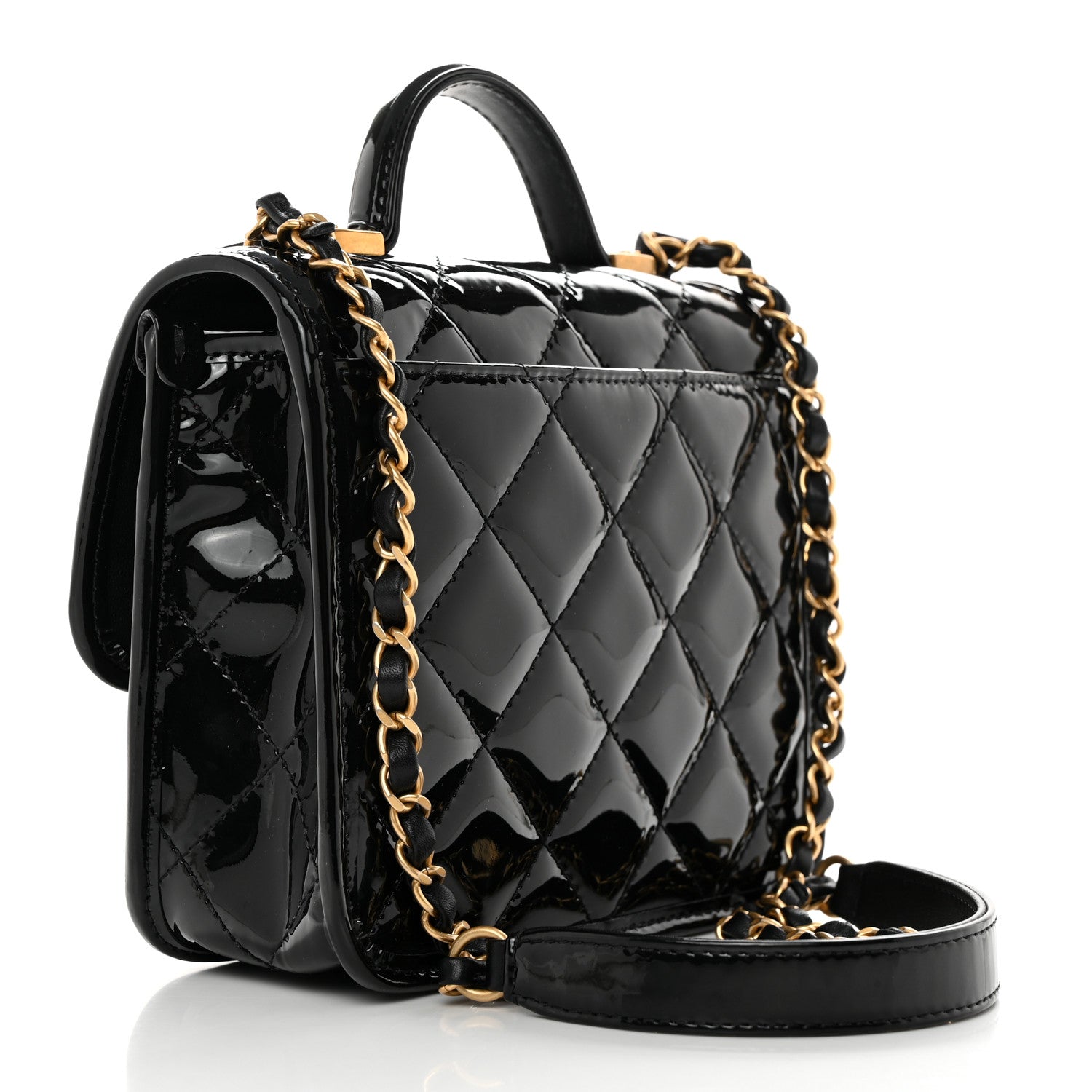 Chanel Patent School Memory Mini Top Handle Flap Black 3 of 10