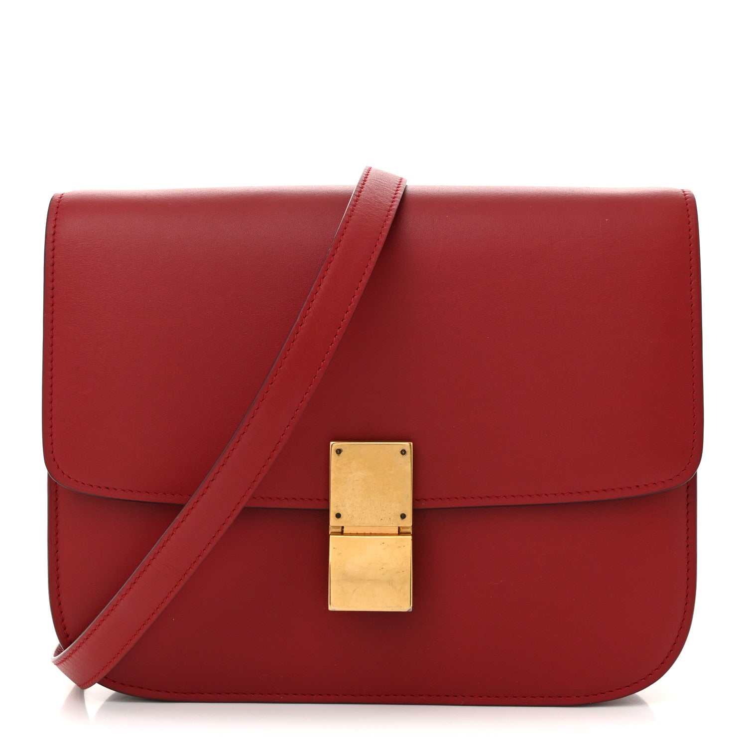 Celine Box Calfskin Medium Classic Box Flap Bag Red 1 of 13