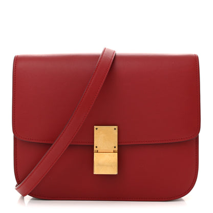 Celine Box Calfskin Medium Classic Box Flap Bag Red 1 of 13