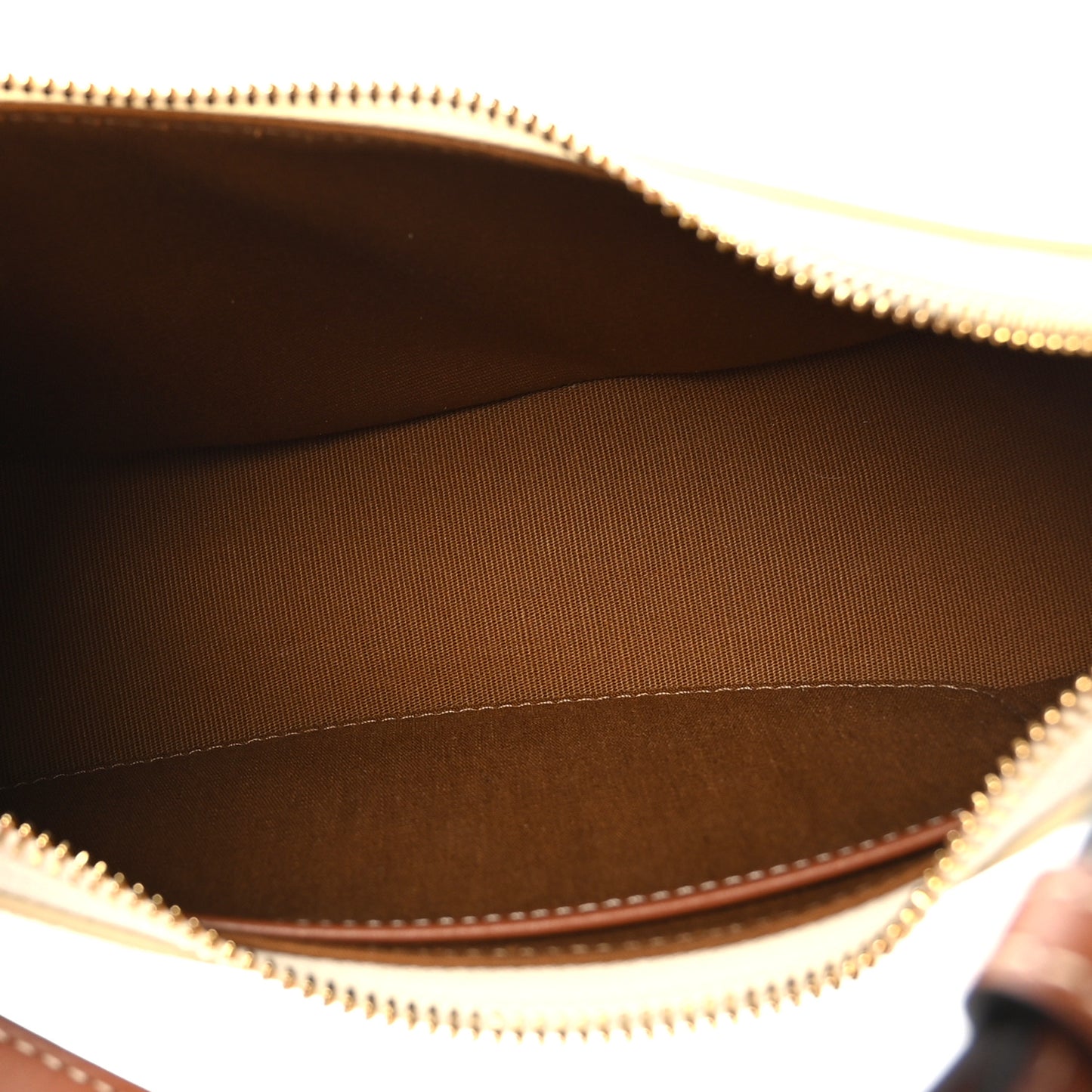 Canvas Calfskin Ava Triomphe Shoulder Bag White