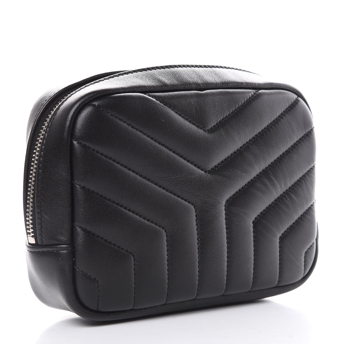 Lambskin Y Quilted Monogram Loulou Cosmetic Case Black