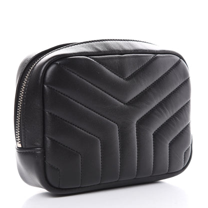 Saint Laurent Lambskin Y Quilted Monogram Loulou Cosmetic Case Black 3 of 11