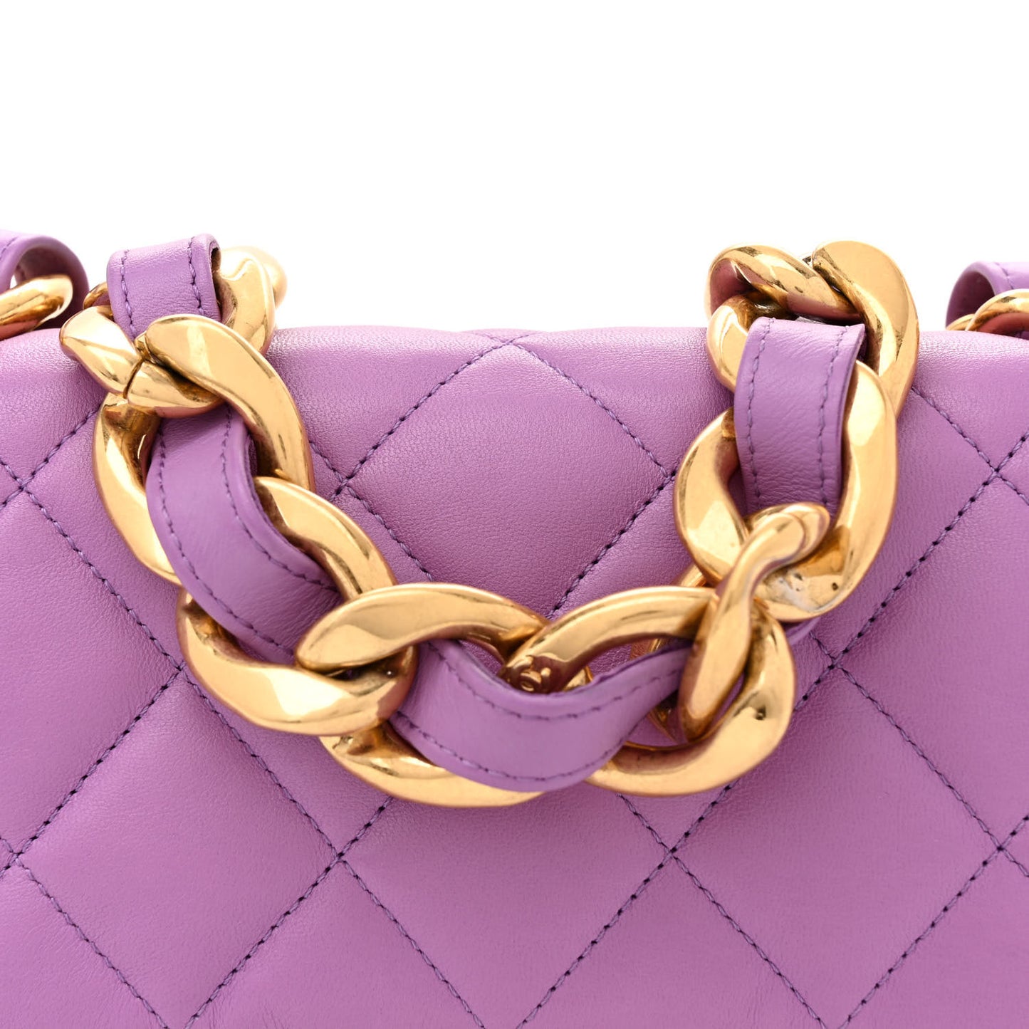 Lambskin Quilted Small CC Funky Town Flap Purple