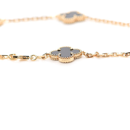 Van Cleef & Arpels 18K Yellow Gold Black Onyx 10 Motifs Vintage Alhambra Necklace 6 of 8