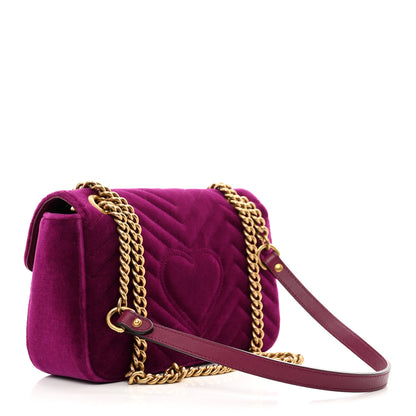 Gucci Velvet Matelasse Small GG Marmont Shoulder Bag Fuchsia Violet Cyclamen 3 of 10