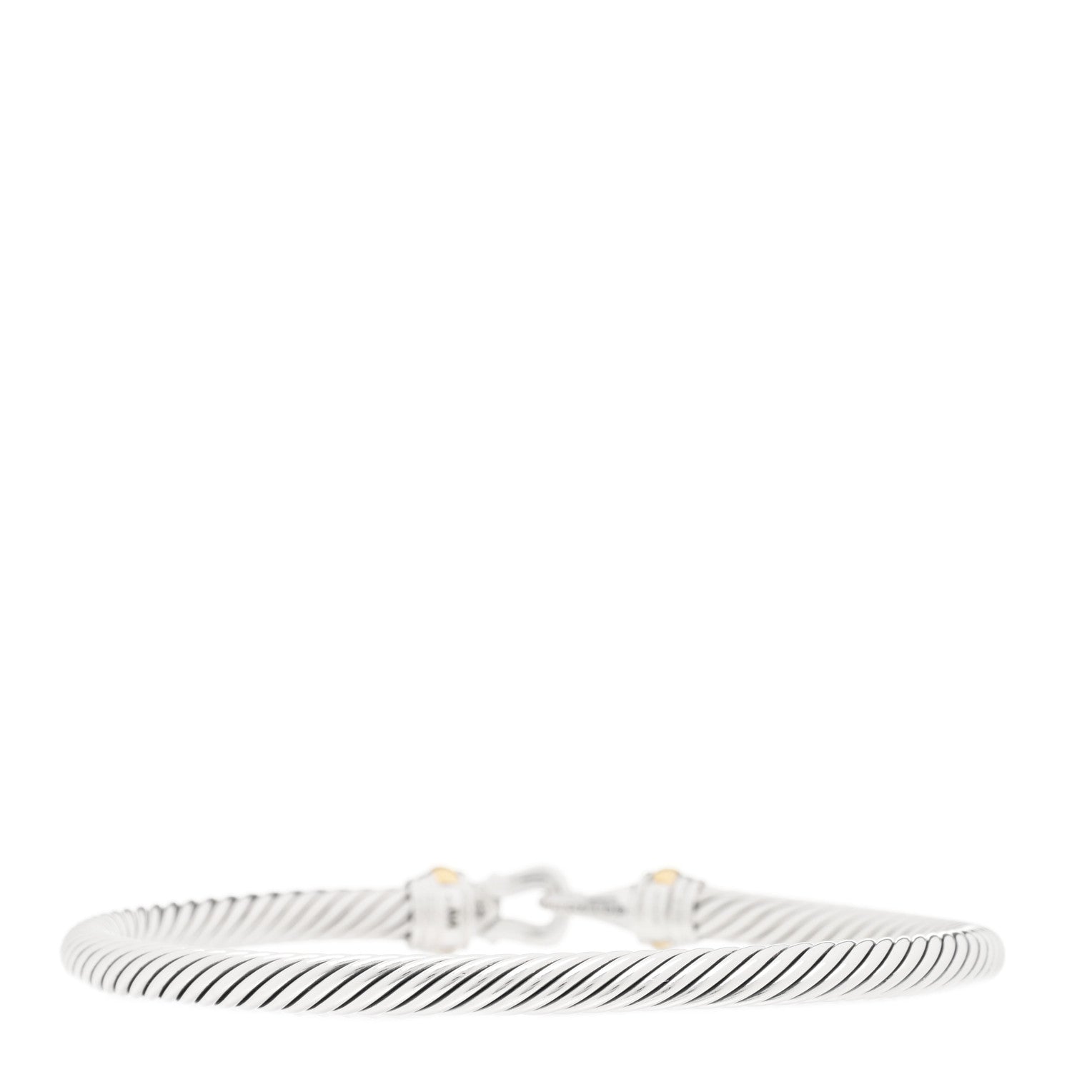 David Yurman Sterling Silver 18K Yellow Gold 4mm Cable Buckle Bracelet 2 of 3