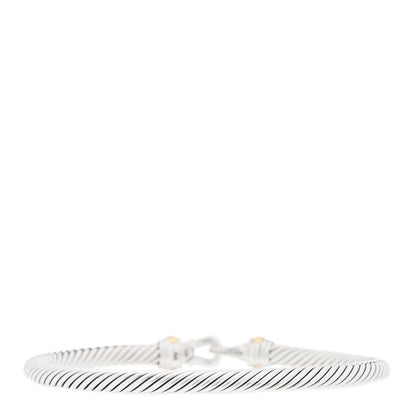 David Yurman Sterling Silver 18K Yellow Gold 4mm Cable Buckle Bracelet 2 of 3