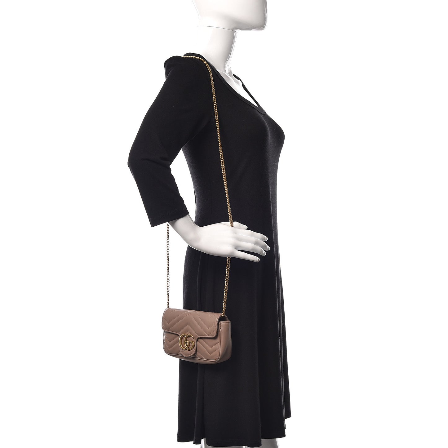 Calfskin Matelasse Super Mini GG Marmont Shoulder Bag Porcelain Rose