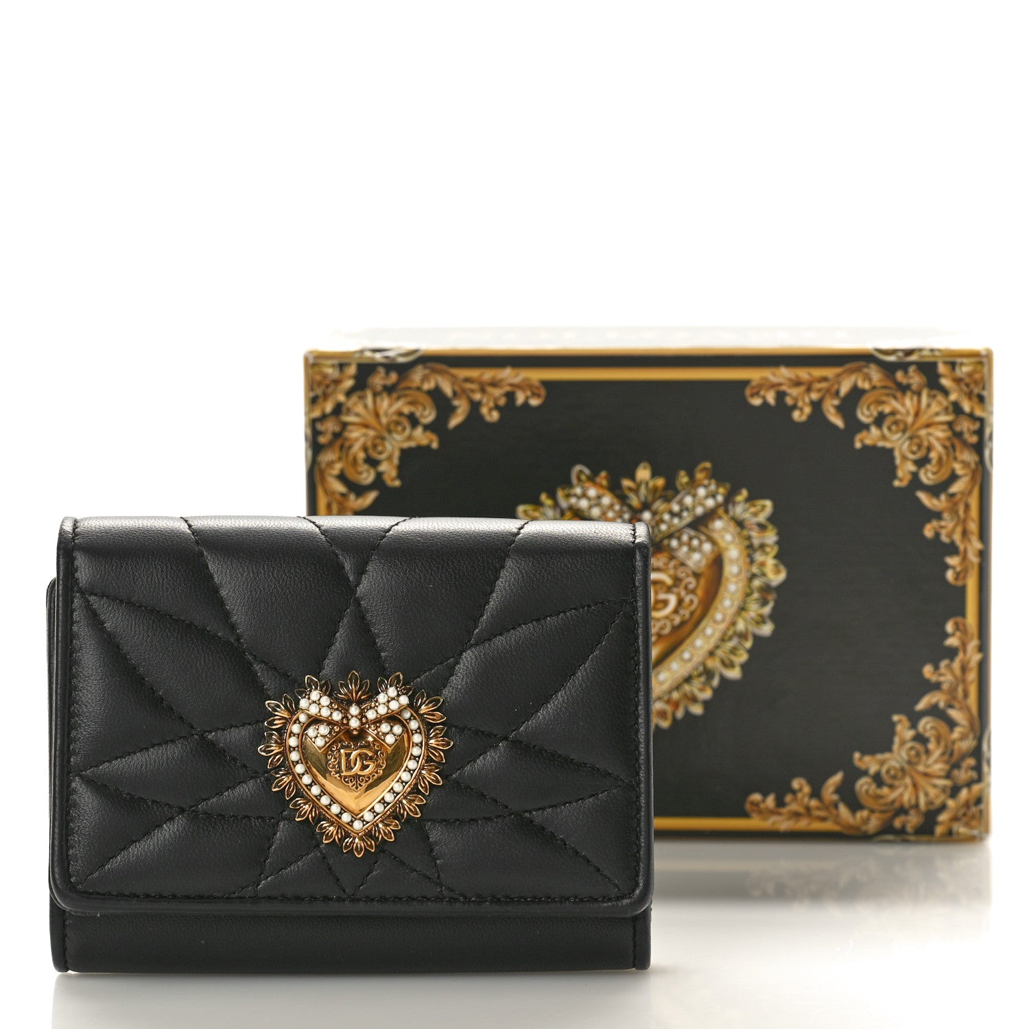 Dolce & Gabbana DOLCE GABBANA Nappa Quilted Small Devotion Continental Wallet Black 8 of 8