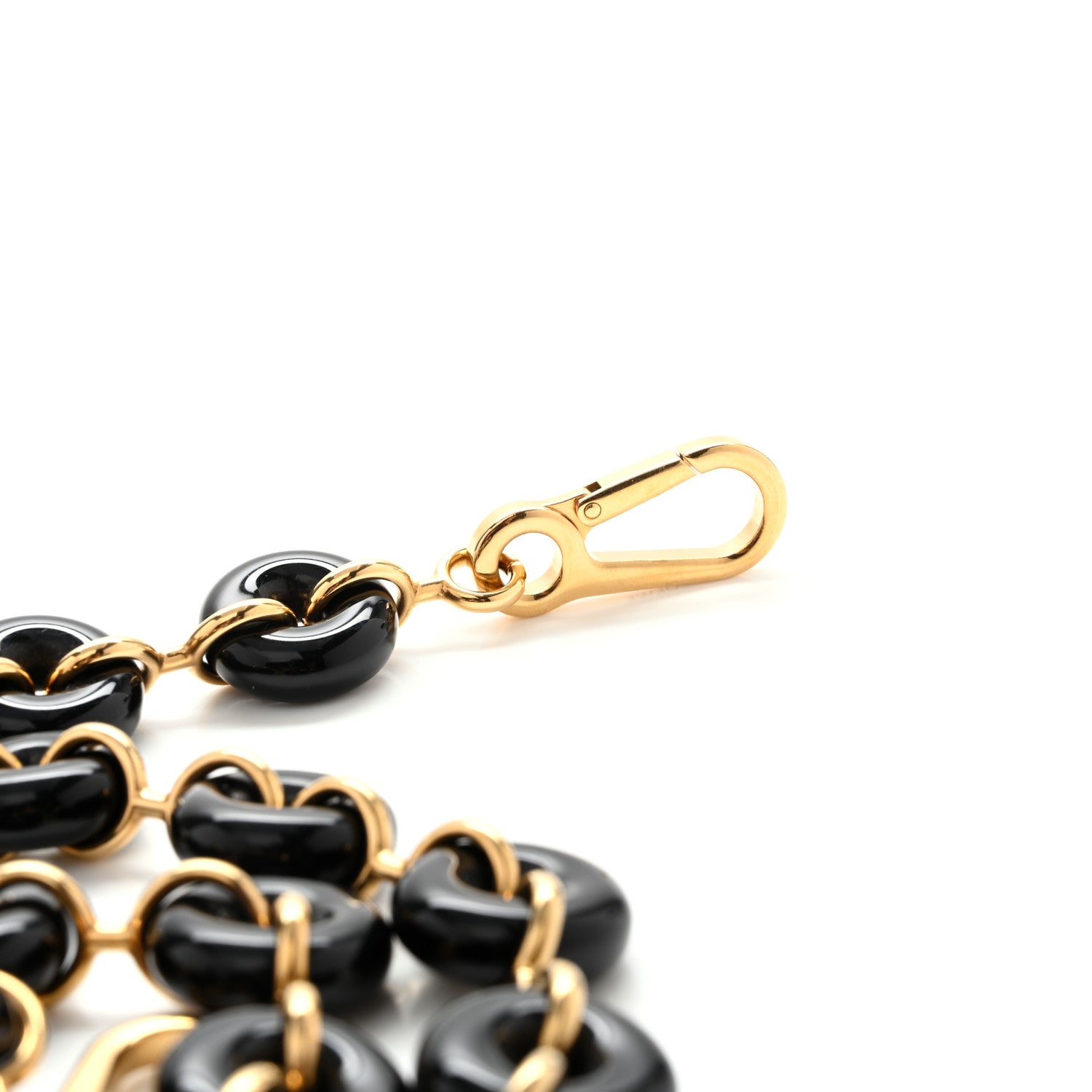 Loewe Brass Acetate Pebble Donut Chain Shoulder Strap Black Gold 4 of 4