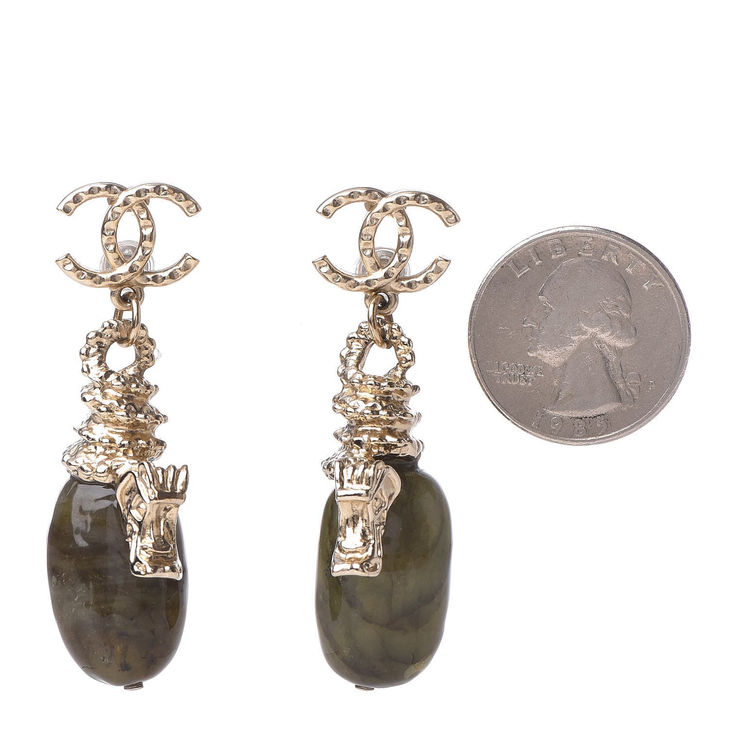 Labradorite CC Dragon Drop Earrings Gold