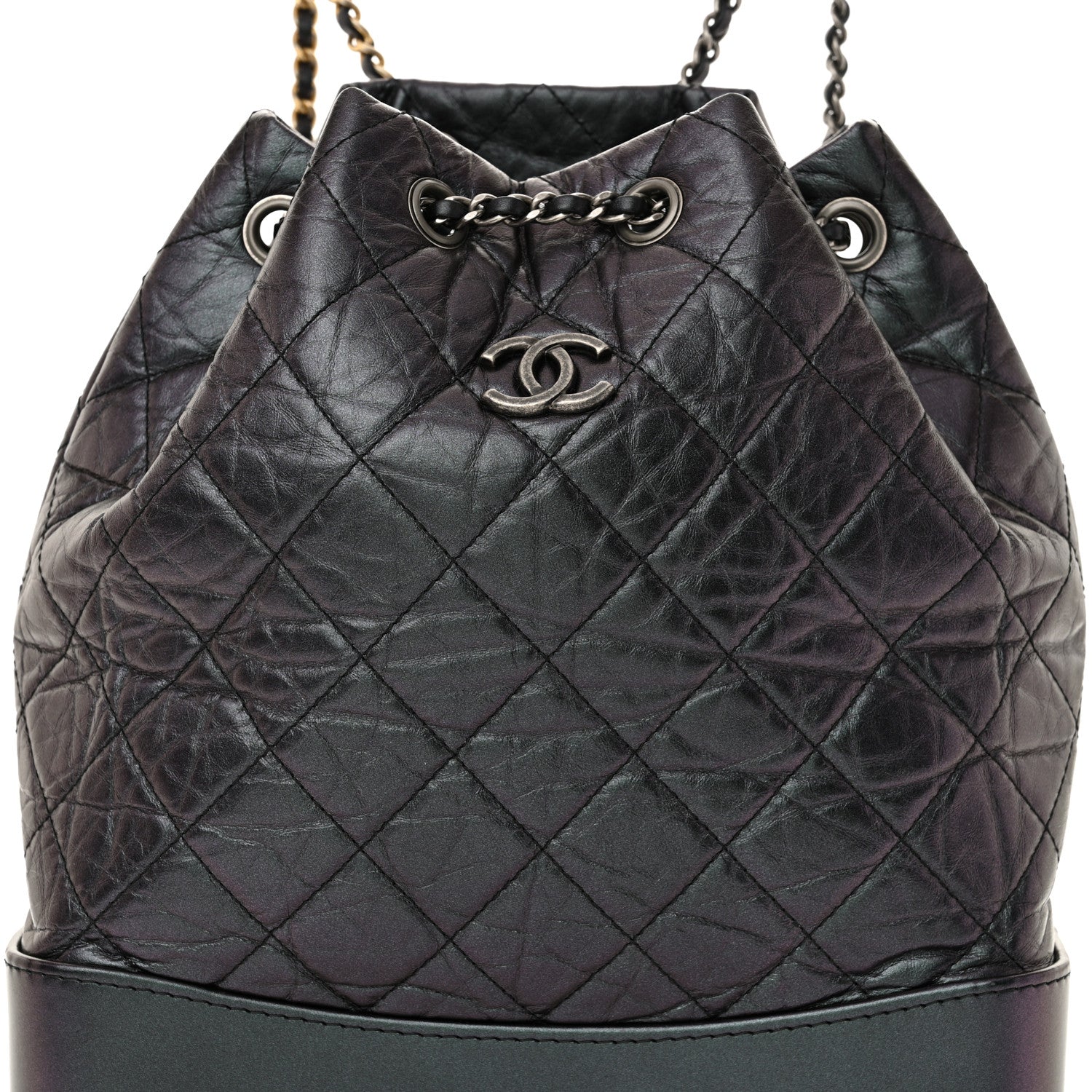 Chanel Iridescent Aged Calfskin Quilted Gabrielle Backpack Dark Purple 8 of 10