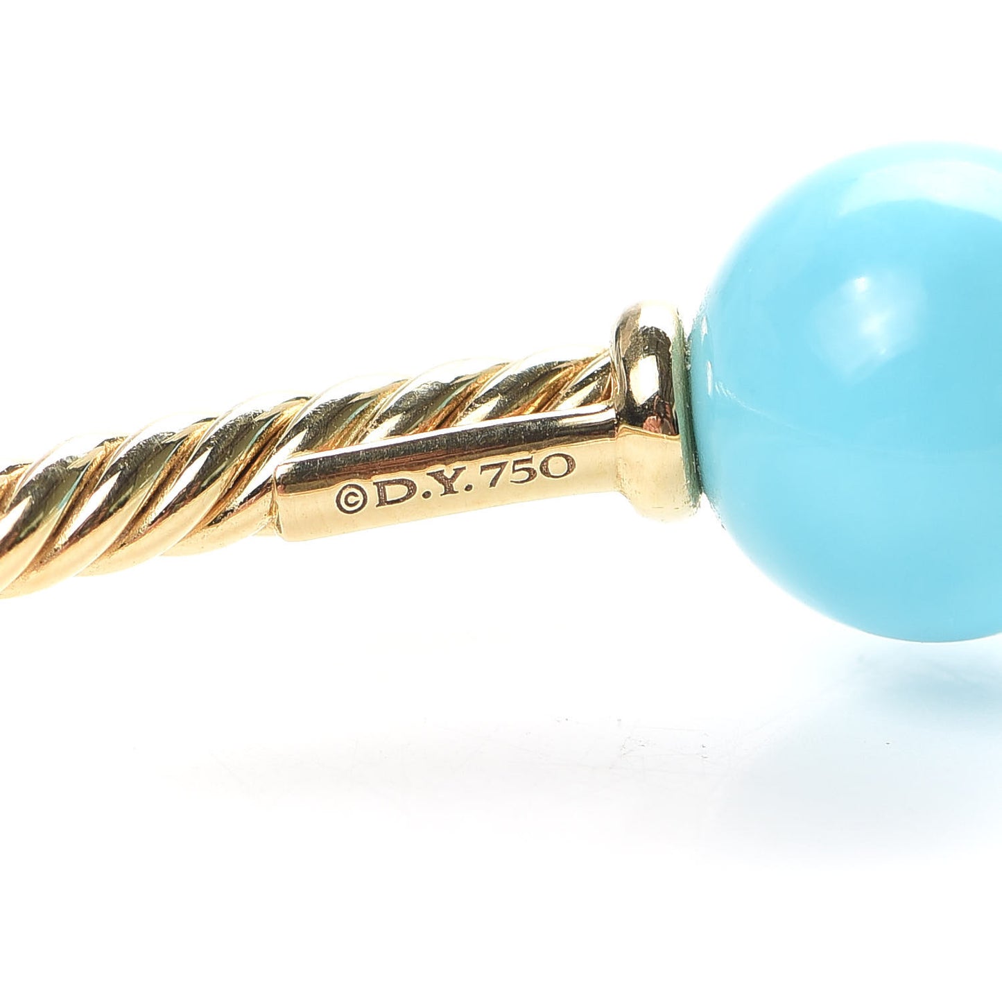 18K Yellow Gold Turquoise 8.5mm Solari Bead Bracelet