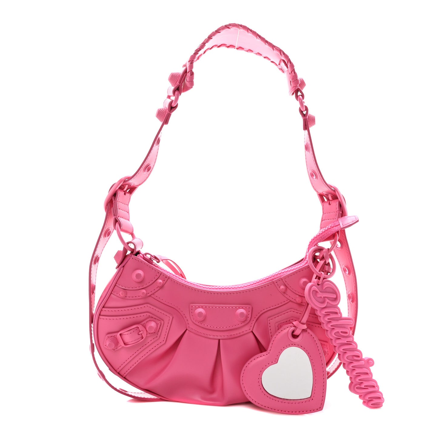 Smooth Calfskin Monochrome Le Cagole Shoulder Bag XS Hot Pink