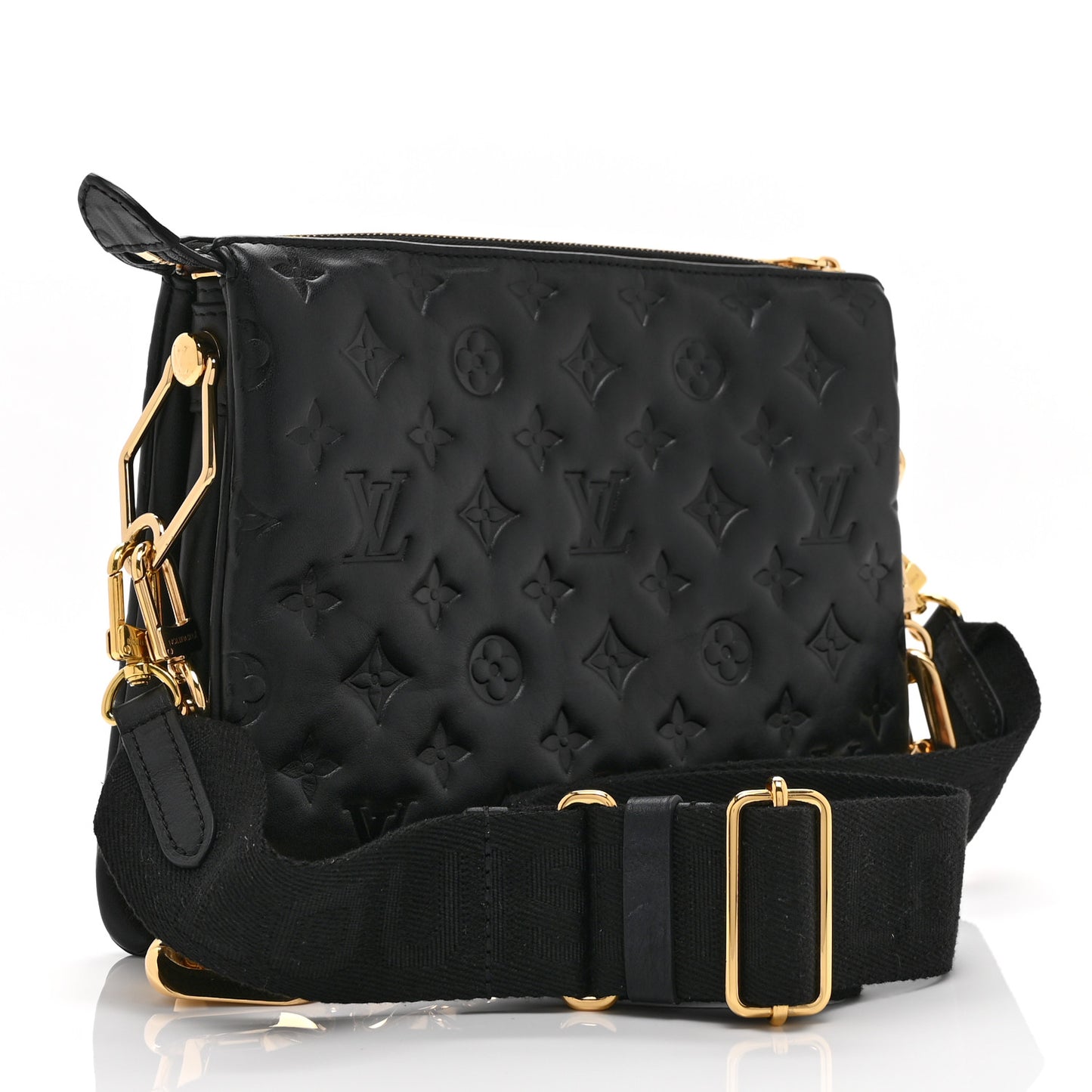 Lambskin Embossed Monogram Scarf Coussin PM Black