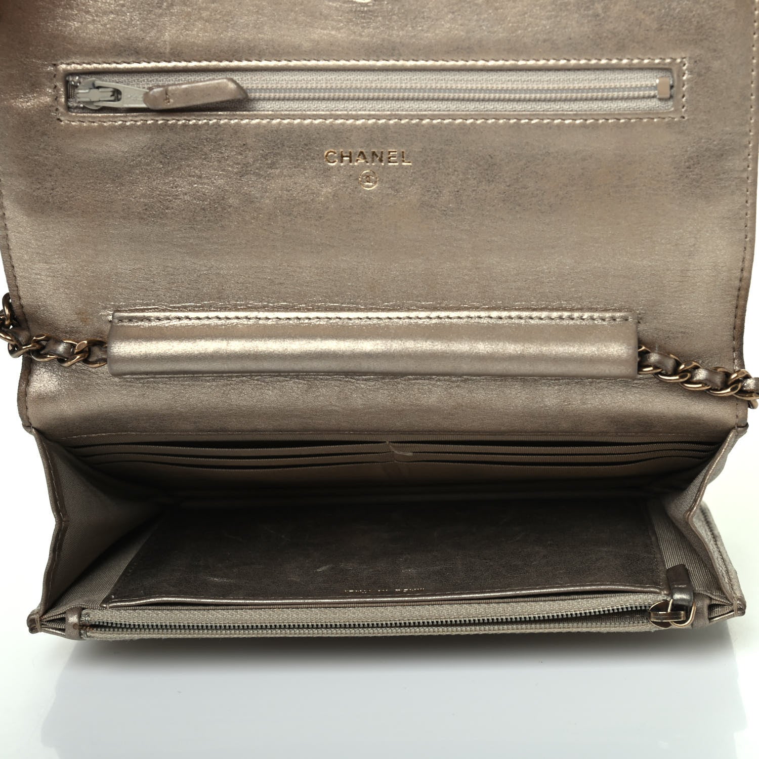 Chanel Metallic Calfskin Quilted Boy Wallet On Chain WOC Gold 4 of 4
