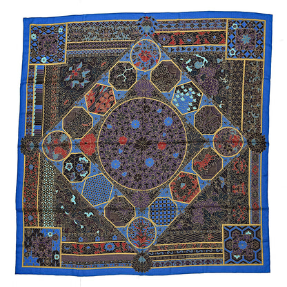 Hermes Cashmere Silk Collections Imperiales Shawl 140 Bleu Lie De Vin Mordore 1 of 4