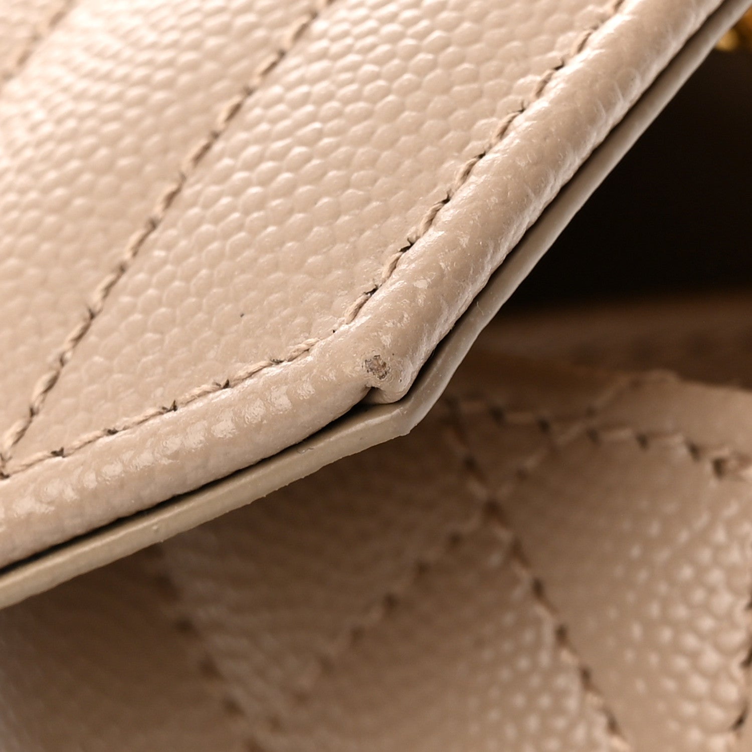 Saint Laurent Grain De Poudre Textured Mixed Matelasse Medium Triquilt Monogram Satchel Dark Beige 12 of 14