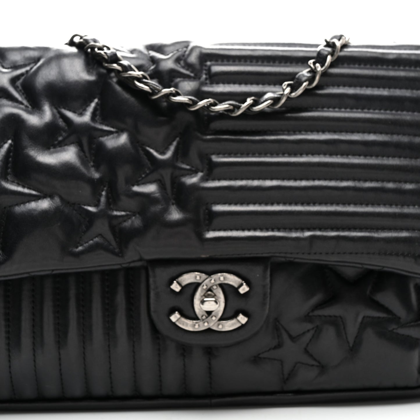 Lambskin Quilted Jumbo Paris Dallas Single Flap Black