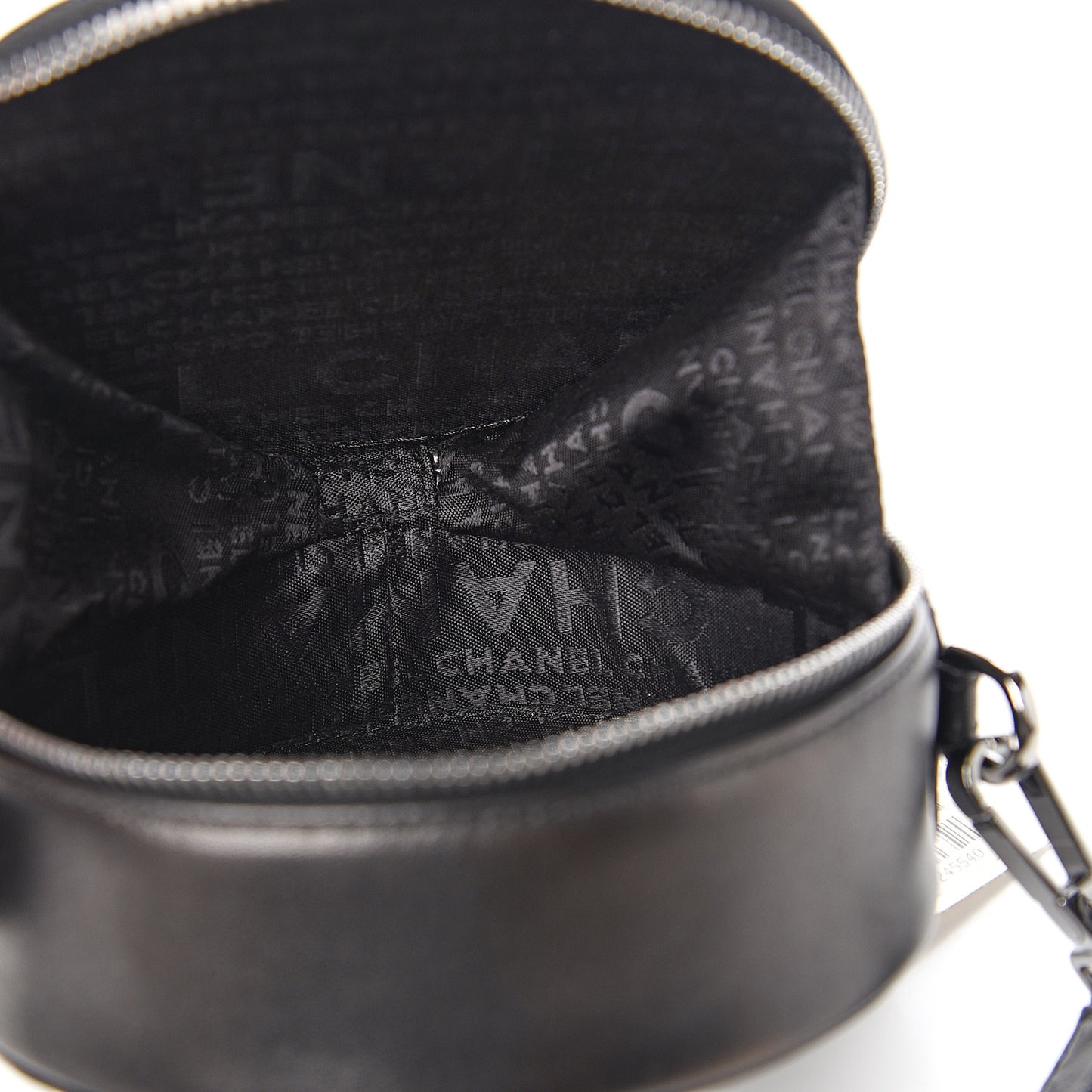 Lambskin Quilted CC Chocolate Bar Round Shoulder Bag Black