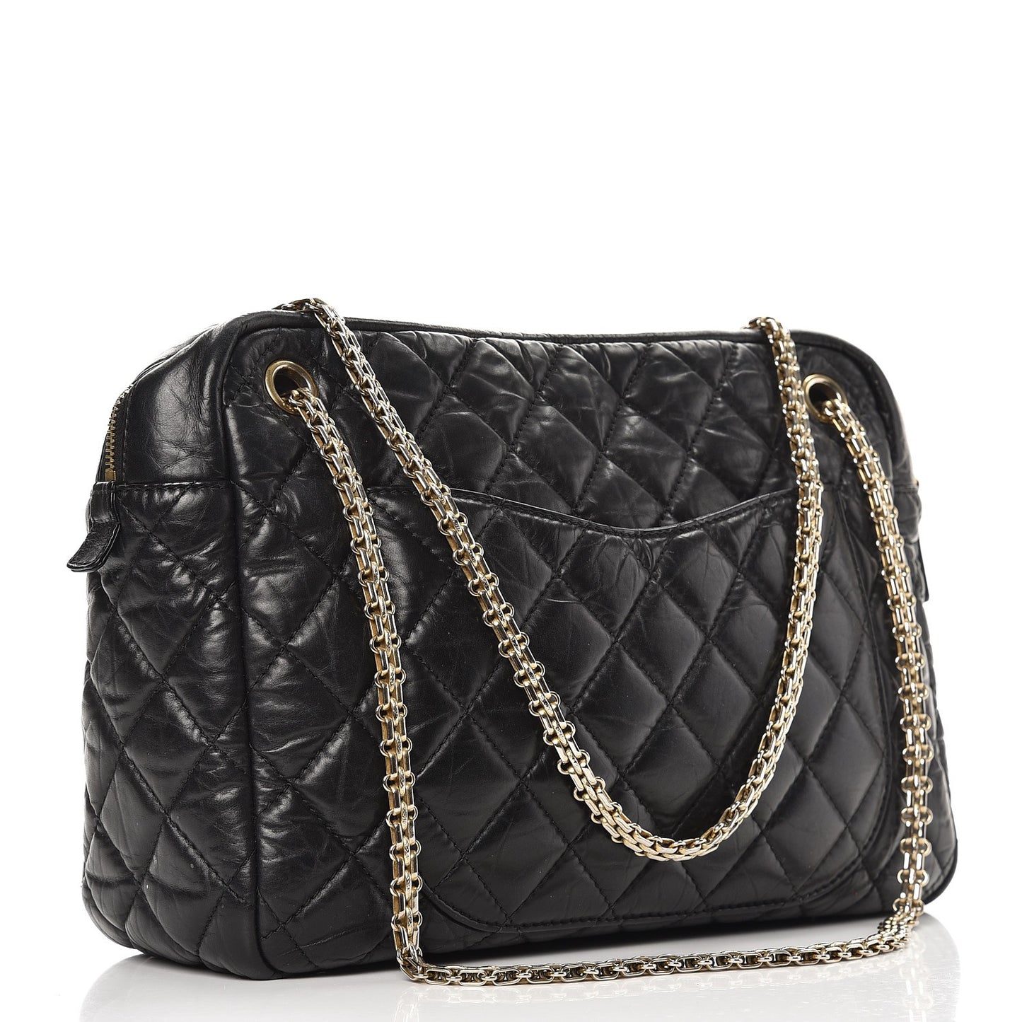 Aged Calfskin Quilted Large Reissue Camera Case Black