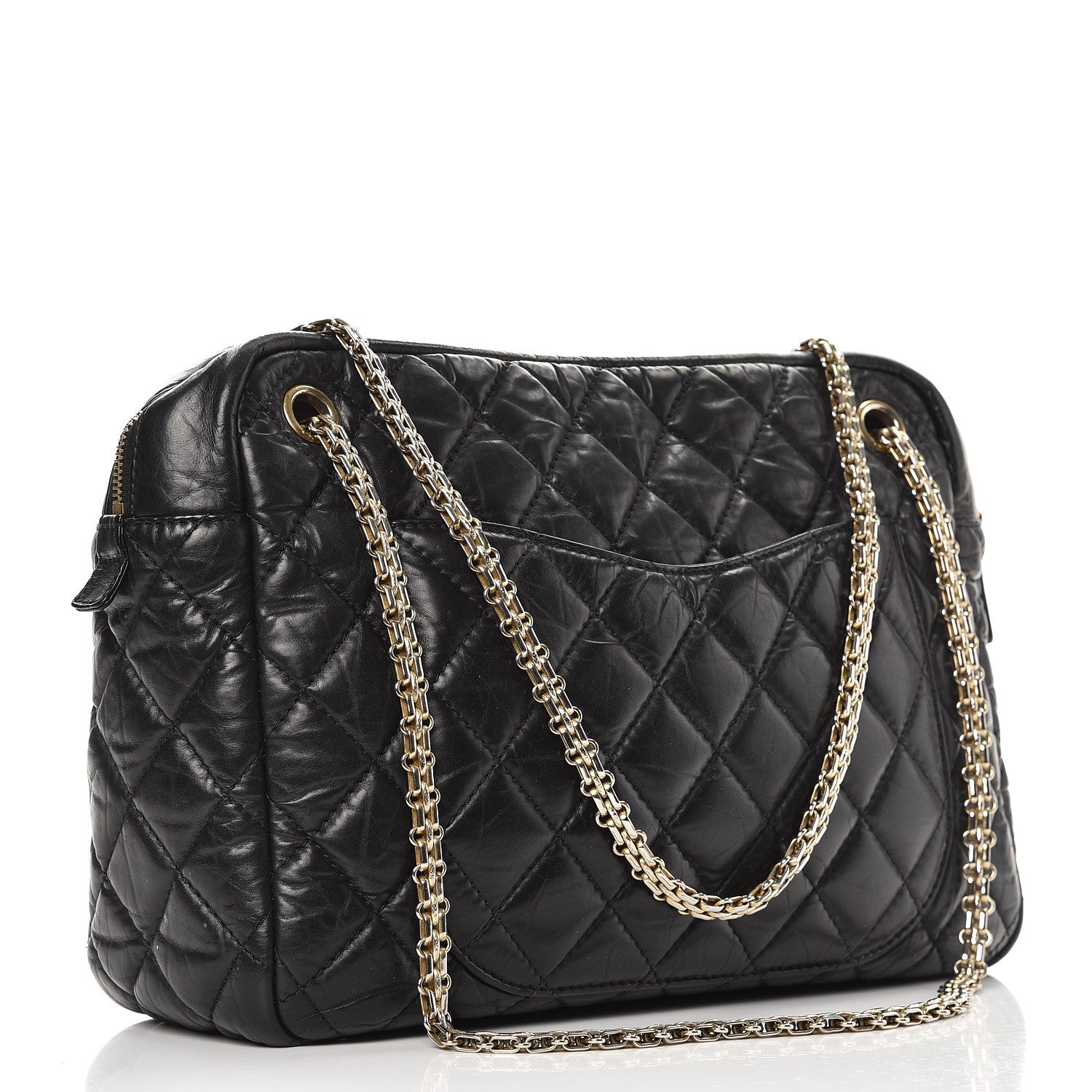 Chanel Aged Calfskin Quilted Large Reissue Camera Case Black 4 of 10